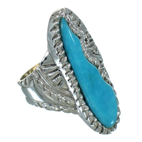 Southwestern Turquoise And Sterling Silver Ring Size 8 YX85607