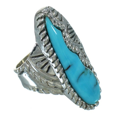 Southwest Turquoise And Authentic Sterling Silver Ring Size 7-3/4 YX85617
