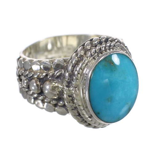 Turquoise Southwestern Silver Ring Size 5-1/4 QX83751