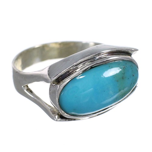 Southwestern Turquoise Silver Ring Size 7-1/2 QX83766