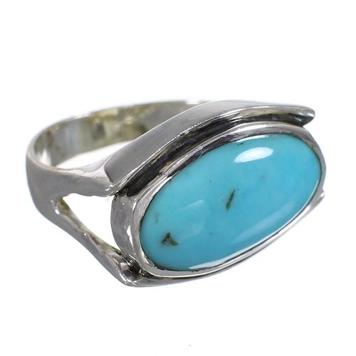 Southwestern Turquoise Sterling Silver Ring Size 6-1/2 QX83770