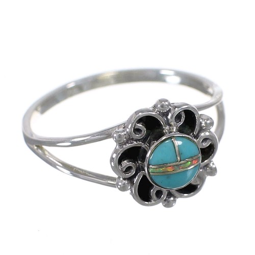 Authentic Sterling Silver Southwestern Turquoise Opal Ring Size 6-1/2 QX84569