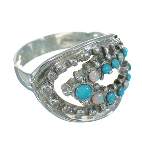 Genuine Sterling Silver Southwestern Turquoise Opal Ring Size 7 UX84325