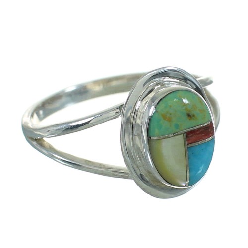 Multicolor And Genuine Sterling Silver Southwestern Ring Size 8-1/2 YX83449