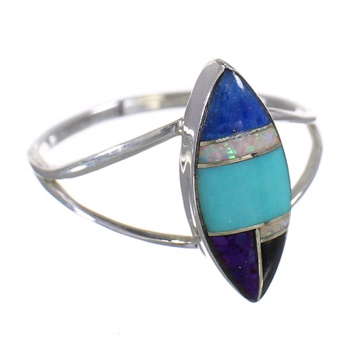 Sterling Silver Southwestern Multicolor Ring Size 4-3/4 QX84802