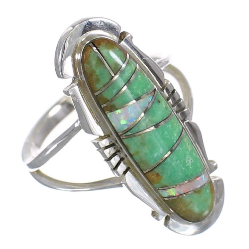 Southwest Turquoise Opal And Sterling Silver Ring Size 4-3/4 YX83543