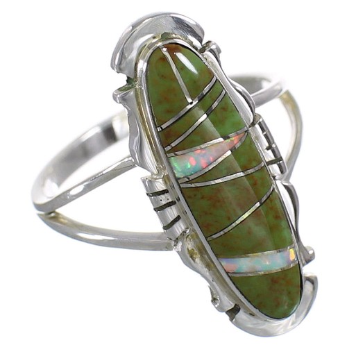 Southwestern Opal Turquoise Sterling Silver Ring Size 6-1/4 YX83618