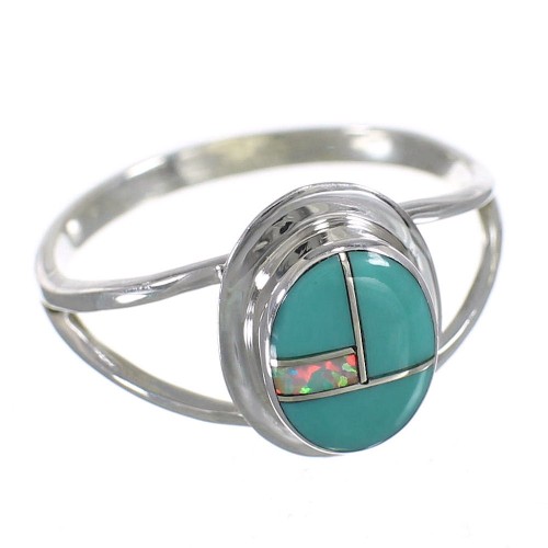 Southwest Opal Turquoise And Authentic Sterling Silver Ring Size 5 YX83765