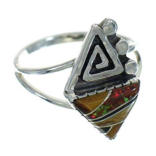 Southwest Silver And Multicolor Water Wave Ring Size 7-1/2 UX83850