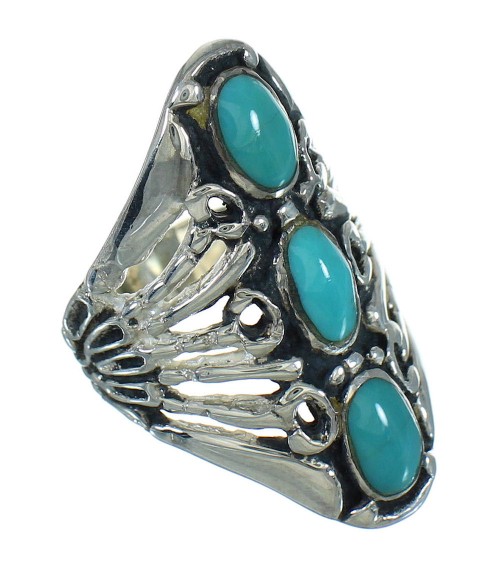 Sterling Silver Southwestern Turquoise Ring Size 6 QX84615