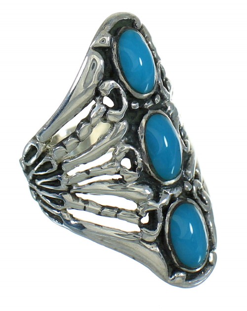 Authentic Sterling Silver Southwest Turquoise Ring Size 6 QX84617