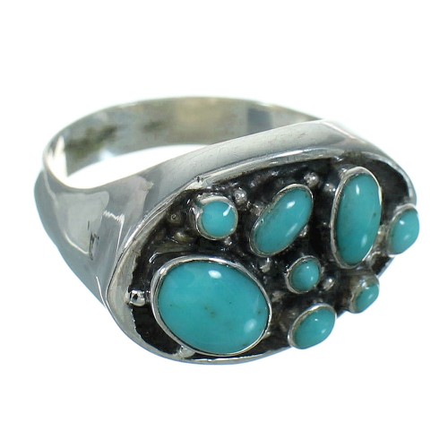 Southwest Turquoise Sterling Silver Ring Size 7-1/4 QX84695