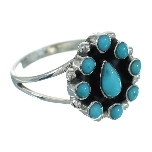 Genuine Sterling Silver Southwestern Turquoise Jewelry Ring Size 7-1/2 QX84708
