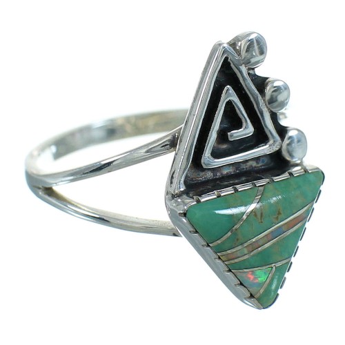 Turquoise Opal Water Wave Silver Southwest Ring Size 4-1/2 QX83440