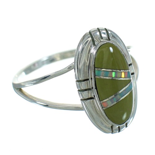 Silver Southwest Turquoise Opal Ring Size 5-3/4 QX83469