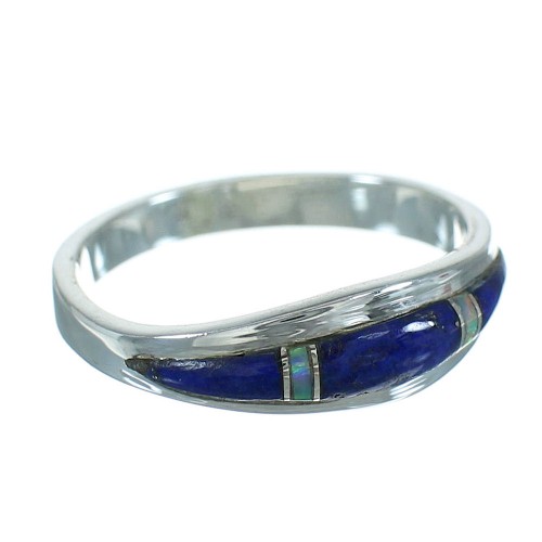 Lapis Opal Sterling Silver Southwestern Ring Size 5-3/4 QX85346