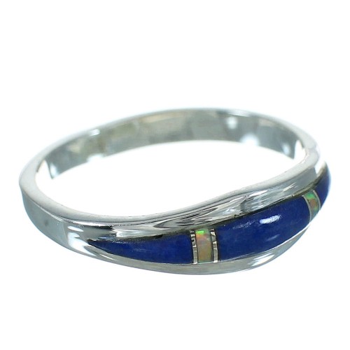 Silver Southwest Lapis Opal Ring Size 7-3/4 QX85368