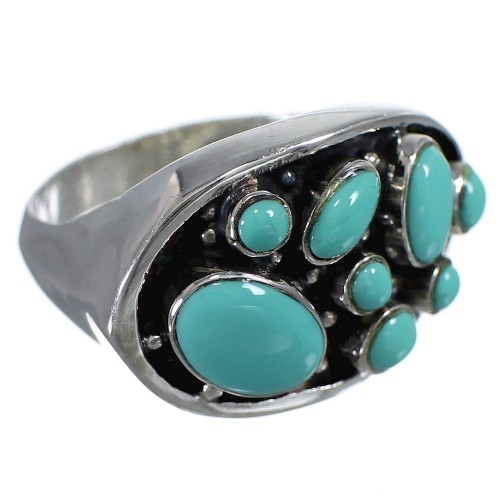 Turquoise And Sterling Silver Southwest Ring Size 7-1/2 YX84495