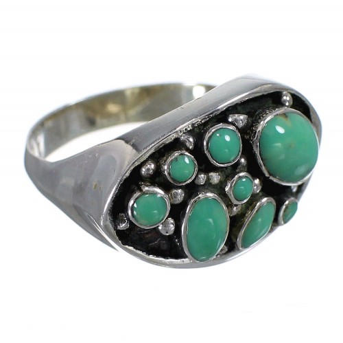 Southwestern Turquoise Sterling Silver Ring Size 7-1/4 YX84516