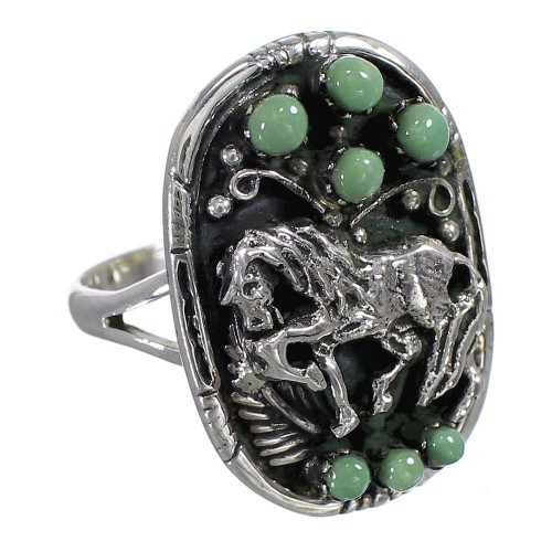 Southwest Silver Turquoise Horse Ring Size 5-1/2 YX84616