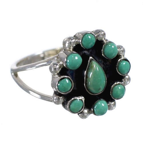 Southwest Genuine Sterling Silver And Turquoise Ring Size 4-1/2 YX85295