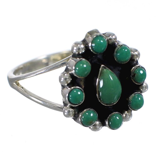 Turquoise Southwestern Silver Ring Size 8-1/4 YX85300