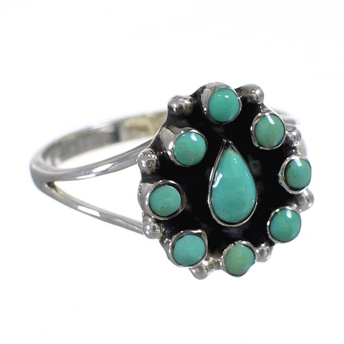 Authentic Sterling Silver Southwestern Turquoise Ring Size 7 YX85316