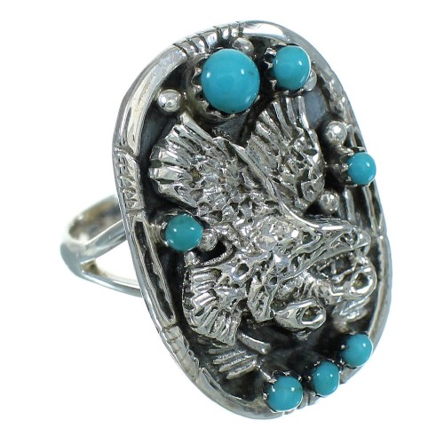 Authentic Sterling Silver Turquoise Eagle Ring Size 5-3/4 RX85593