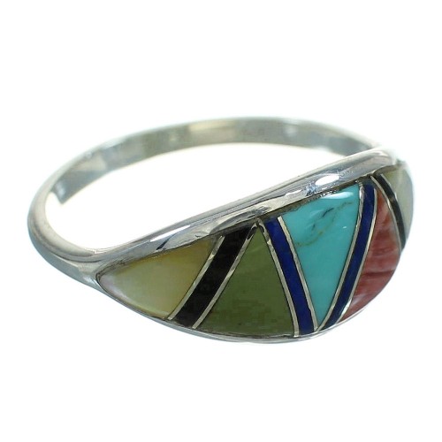 Sterling Silver Multicolor Southwest Ring Size 8 QX85679