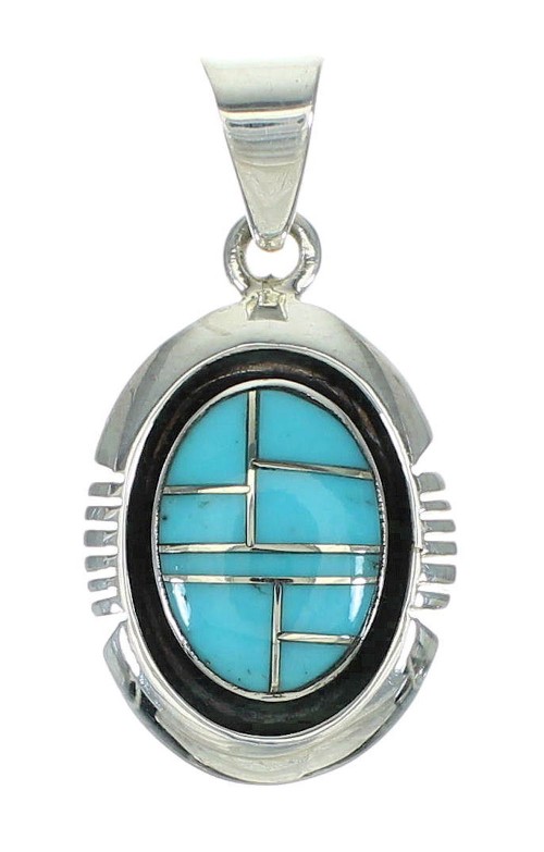 Genuine Sterling Silver Southwest Turquoise Pendant QX83387