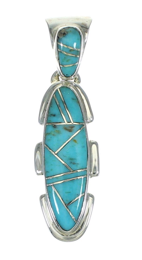 Southwest Authentic Sterling Silver Turquoise Pendant QX83403