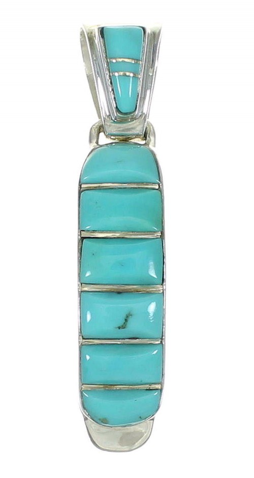 Southwest Genuine Sterling Silver Turquoise Pendant QX83408