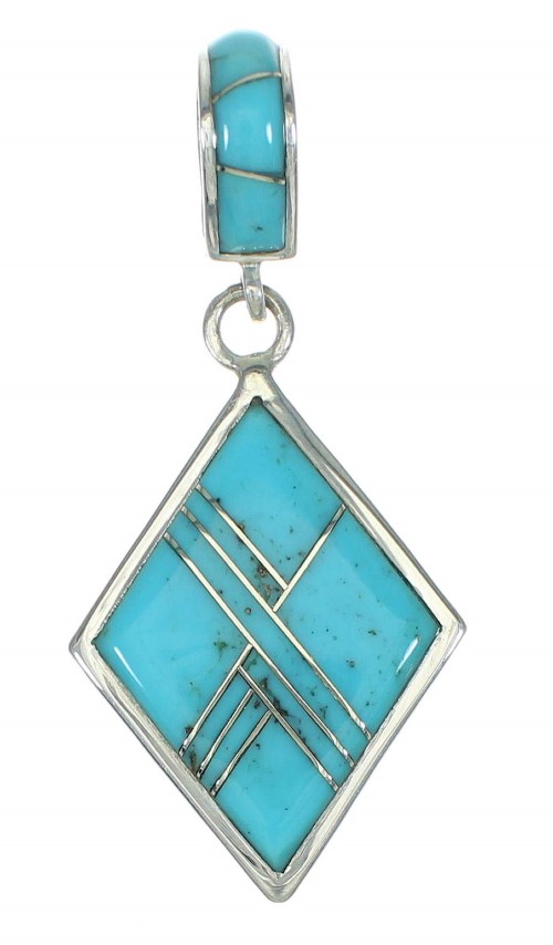 Turquoise Silver Southwestern Pendant QX83425