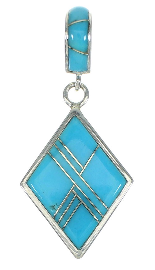 Turquoise Authentic Sterling Silver Southwestern Pendant QX83430