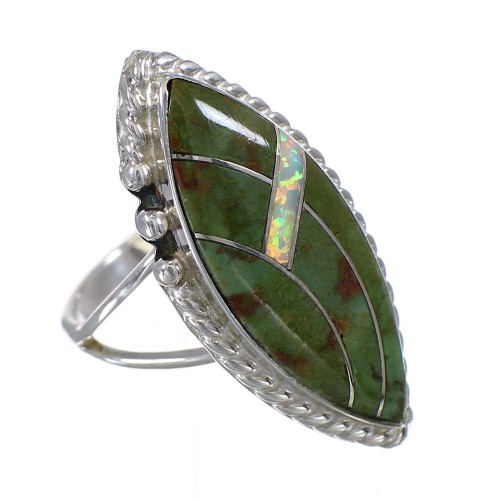 Genuine Sterling Silver Southwestern Turquoise Opal Ring Size 6-1/2 QX85863