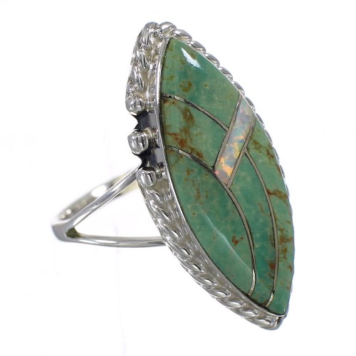 Southwestern Silver Turquoise Opal Ring Size 4-1/2 QX85865