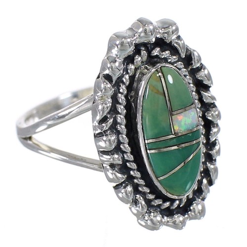 Silver Turquoise Opal Southwest Ring Size 6-1/4 QX85900