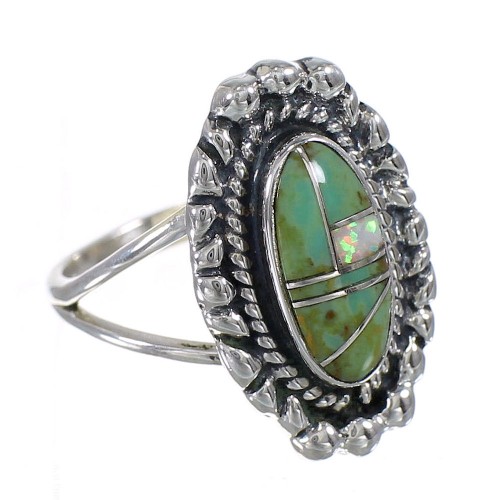 Authentic Sterling Silver Turquoise Opal Southwest Ring Size 4-3/4 QX85906