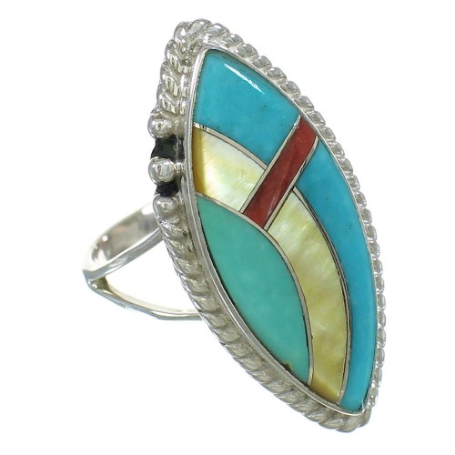 Southwest Multicolor And Genuine Sterling Silver Ring Size 6 YX84045