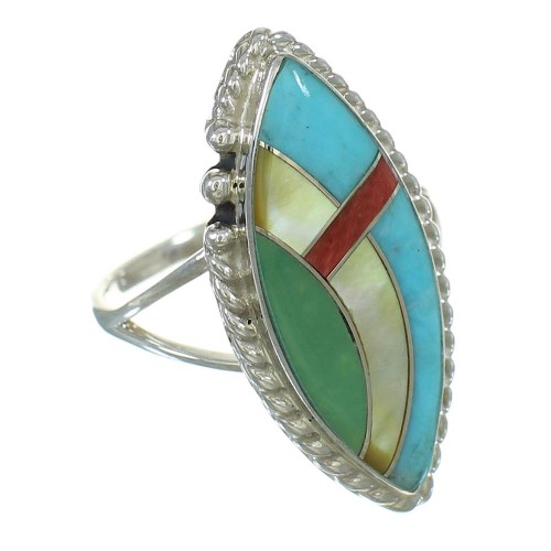 Southwestern Multicolor And Genuine Sterling Silver Ring Size 5-1/2 YX84047