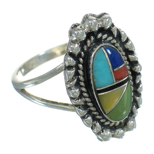 Multicolor Silver Southwestern Ring Size 7-1/2 YX84189