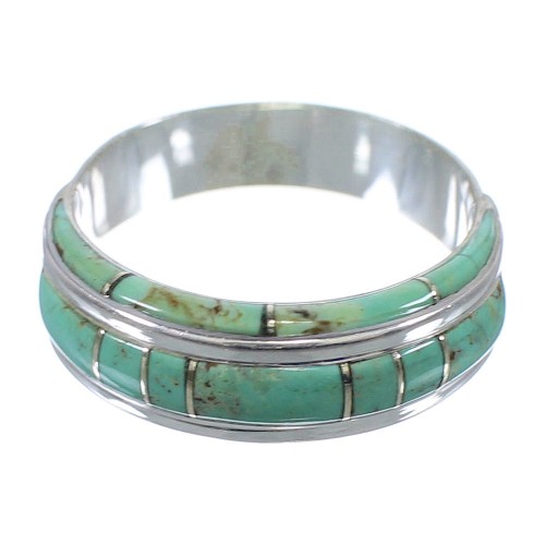 Turquoise Inlay Genuine Sterling Silver Ring Size 7-1/2 AX86635