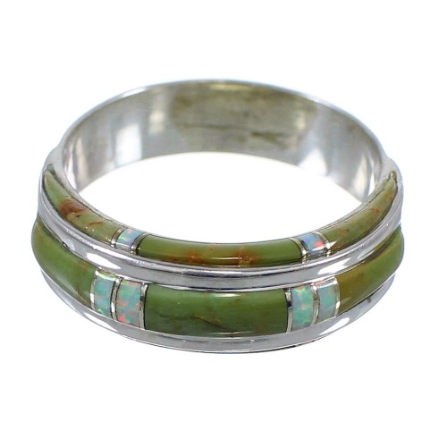 Southwest Turquoise And Opal Genuine Sterling Silver Ring Size 7-1/2 AX86854