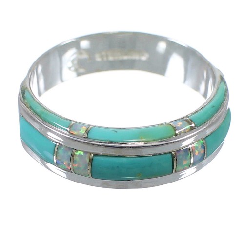 Sterling Silver Opal And Turquoise Southwest Ring Size 5 AX87006