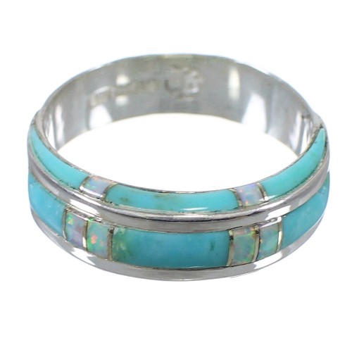 Opal And Turquoise Silver Jewelry Ring Size 5-1/4 AX87028