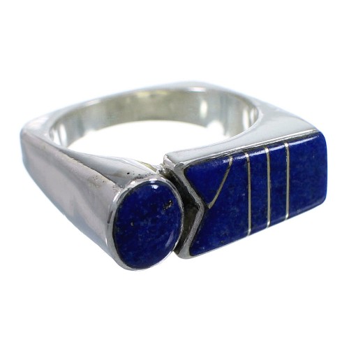 Authentic Sterling Silver Lapis Inlay Ring Size 8-1/2 AX92405