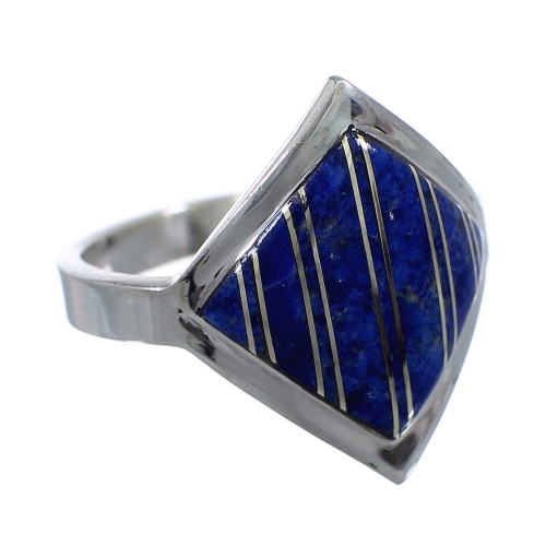 Sterling Silver Jewelry Lapis Inlay Ring Size 5-1/2 AX92423