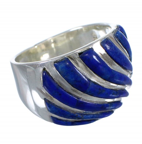 Authentic Sterling Silver Lapis Inlay Jewelry Ring Size 4-1/2 RX92204