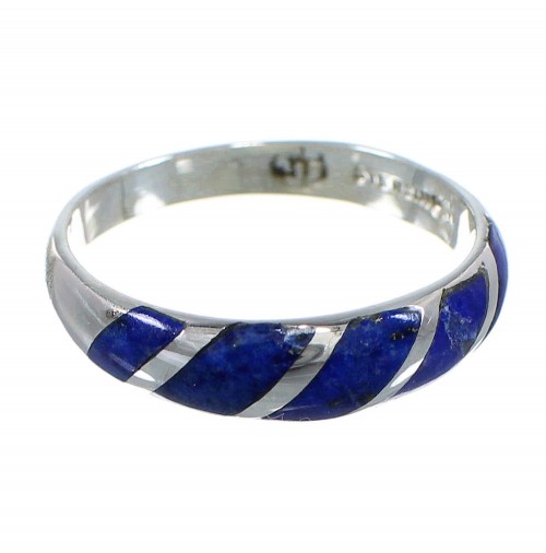 Southwestern Lapis Inlay And Sterling Silver Ring Size 4-1/2 RX92101