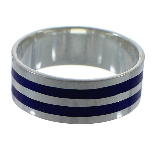 Authentic Sterling Silver Southwest Lapis Inlay Ring Size 6 RX92309